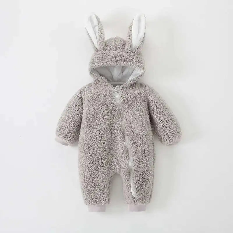 Newborn Baby Winter Warm Romper Girl Overall Polar Fleece Clothes Boys Jumpsuit Costume Infant Rabbit Pajamas Jacket 3-12 Month