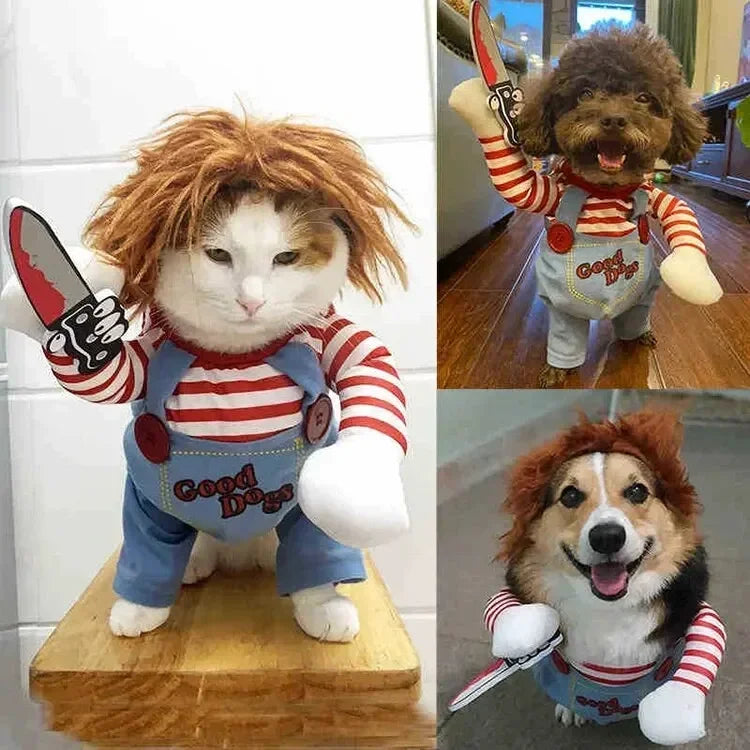 Halloween Funny Dog Clothes for Small Medium Dogs Cats Party Dressed Up Cosplay Costumes Bulldog French Chihuahua Pet Outfits