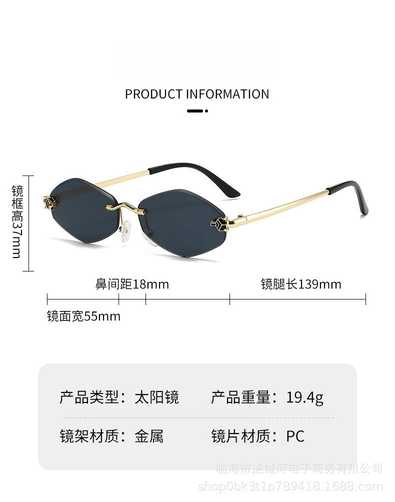 Popular Fashion Women Men Shades Rhombus Sun Glasses Female Male Summer Traveling UV400 Rimless Sunglasses Lentes De Sol Mujer
