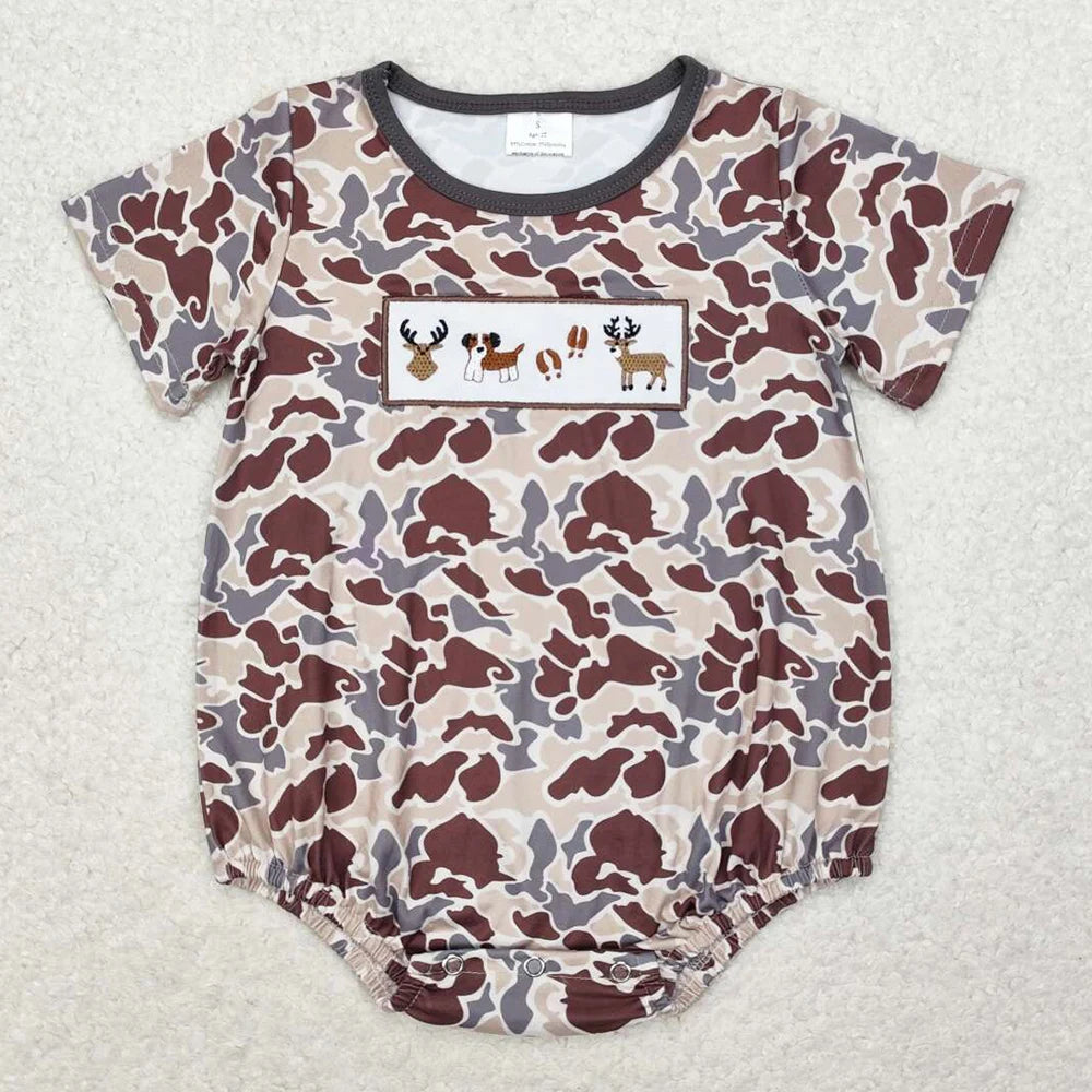 Boutique Infant Baby Boys Rompers Camo Branches Short Sleeve Bubble Rompers Fashion Toddler Boys Rompers One-Piece Jumpsuits New