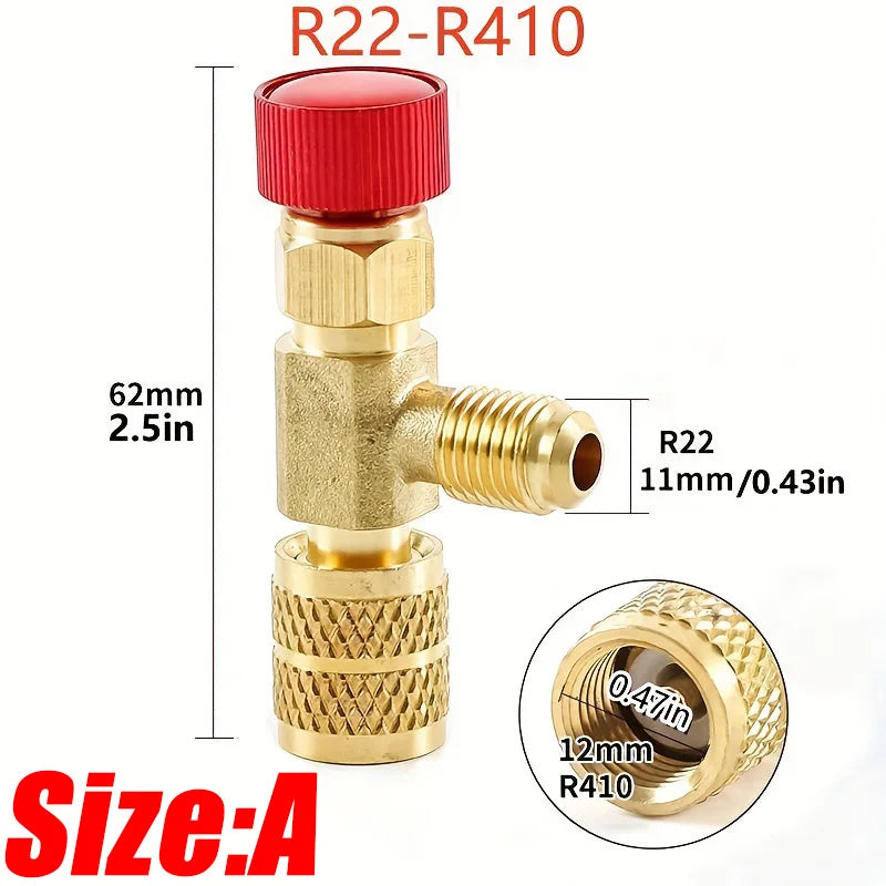 1/2/4PCS Air Conditioning Refrigerant HVAC Safety Valve R410A R22 1/4" Refrigeration Valve Charging Safety Liquid Adapter