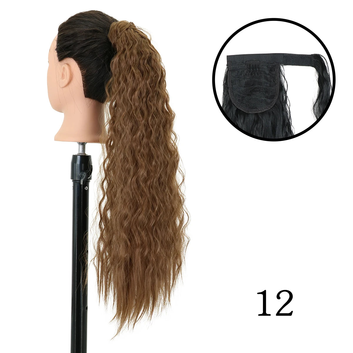 LANSA Synthetic Long Curly Ponytail Natural Puff Wrap Around Clip In Ponytails Hair Extensions Black Brown Ponytail For Women