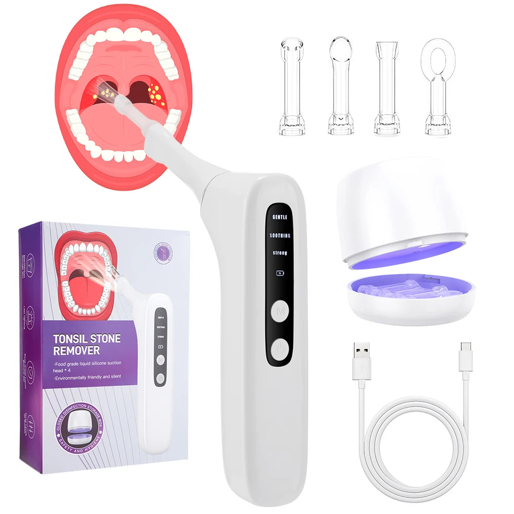Electric Visual Tonsil Stone Remover Kit with LED Light HD Camera 3 Suction Modes Tonsil Stone Removal Fresher Mouth Oral Care