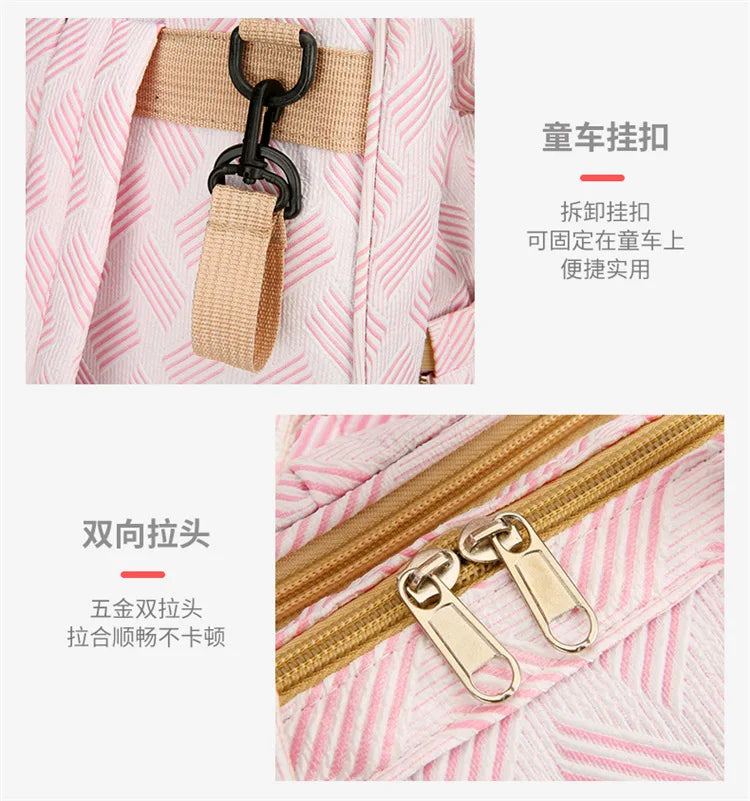 Baby Diaper Bag with Stroller Hooks Portable Baby Crib Diaper Changing Pad Baby Carrier Bag for Activity Mom Backpack 30*20*40cm