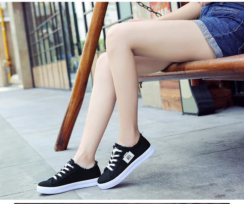 Outdoor Walking Trainers Women Running Shoes Summer Fashion White Canvas  Lace-Up Breathable Jogging Casual Sneakers