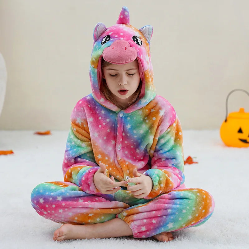 Kids Animal Capybara Kigurumi Costume Cosplay Cartoon Jumpsuit for Children Halloween Christmas Girls Boys Hooded Pajamas Onesie