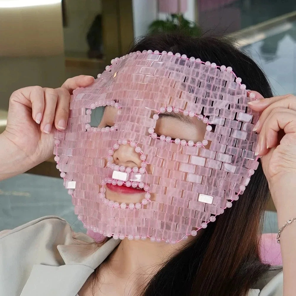 Natural Jade Eye Face Mask Massager Pink Cooling Sleep Eye Facial Mask Relax Sleep Massager Cold Therapy SPA Mask Beauty Tools