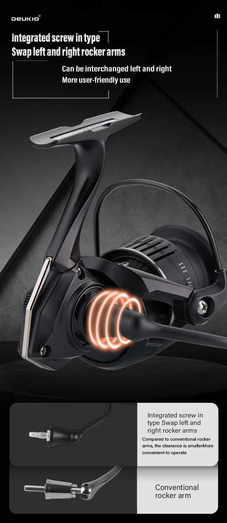 DEUKIO Ultralight Spinning Fishing Reel 172g Carbon Fiber Body 12KG Max Drag 5.2:1 7+1BB Metal Spool Long Cast Saltwater Lure