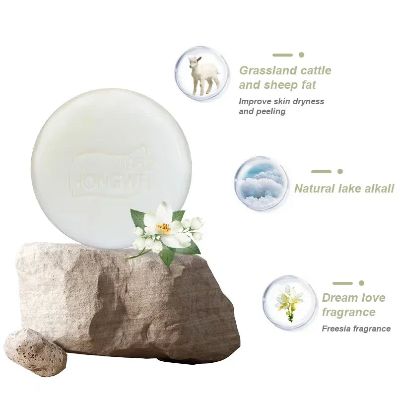 China‘s Heritage Lanolin Soap Dual-Sided foam Face & Body Cleanser gentle Moisturizing Exfoliating Sheep Fat Soap All Skin Care