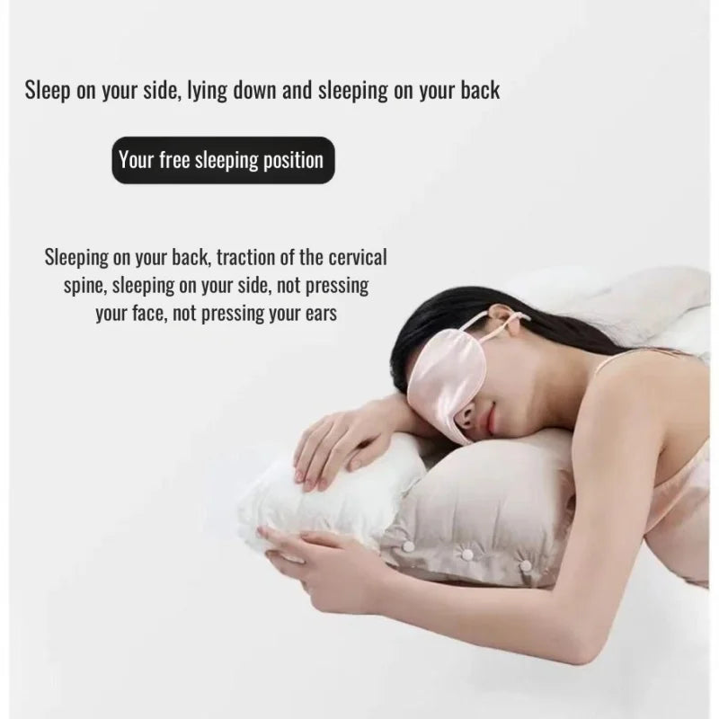 Cotton Two-Way Relaxing Neck Support Pillow, No Pressure On Face And Ears, Help Sleep Pillows