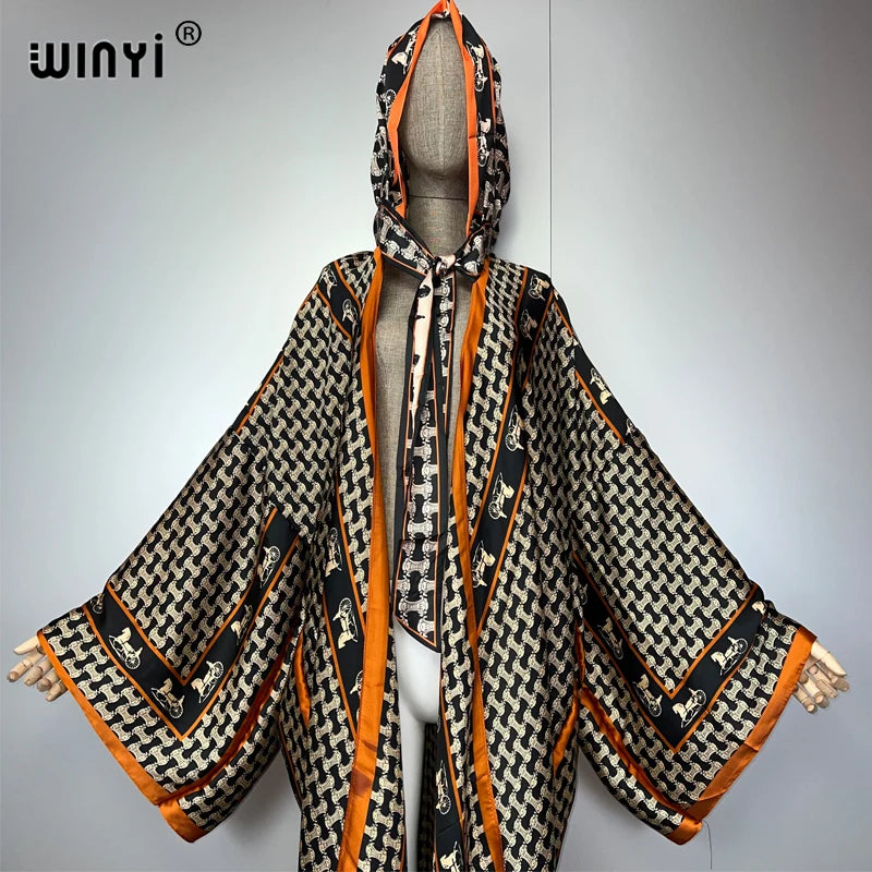 WINYI Women Cardigan Loose Long Dress Party Boho Maxi beach Holiday Hooded dress fashion kimono abaya styles