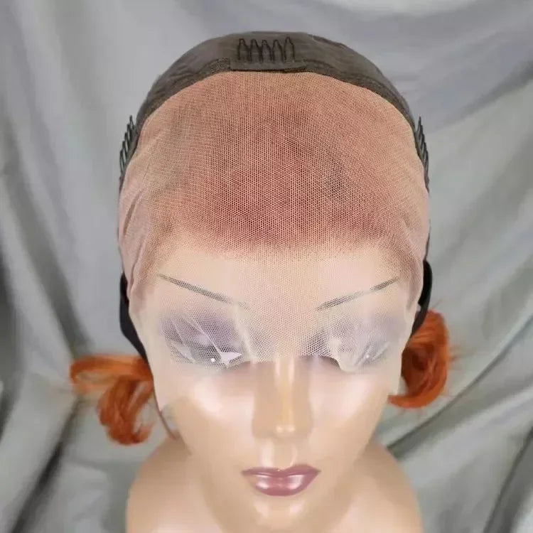 13x4 Lace Front Pixie Cut Bob Wig Highlight Honey Blonde Ombre Brazilian Remy Human Hair Pre‑Plucked Natural Hairline Soft