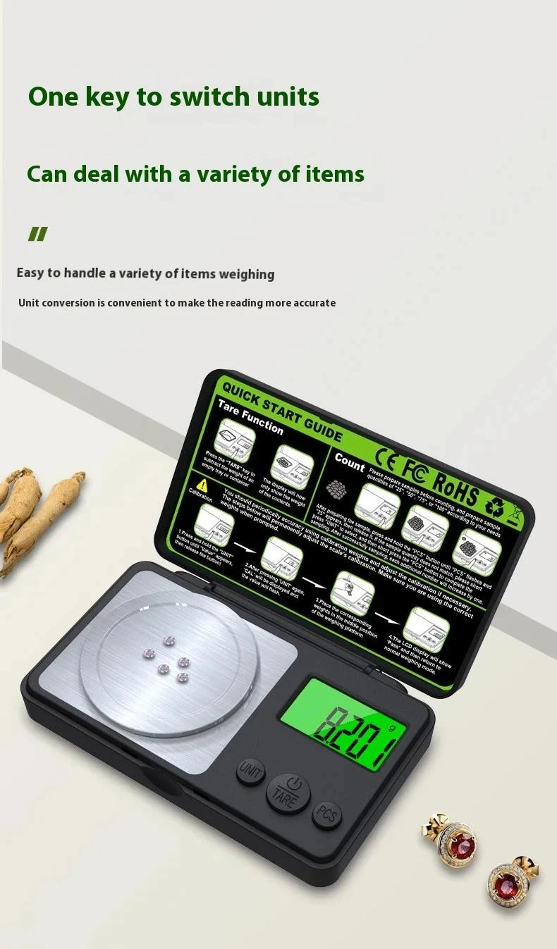 Mini Digital Scale Jewelry Milligram Scales Portable Kitchen Baking Scale 100g 0.001g High Accuracy Milligram Scall Transition