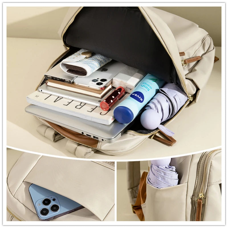 Luxury Laptop Backpacks for Women 15.6" Size Notebook Bag Large Cabin Space Business Travelbag Ladies Bookbags Big Zipper Pocket