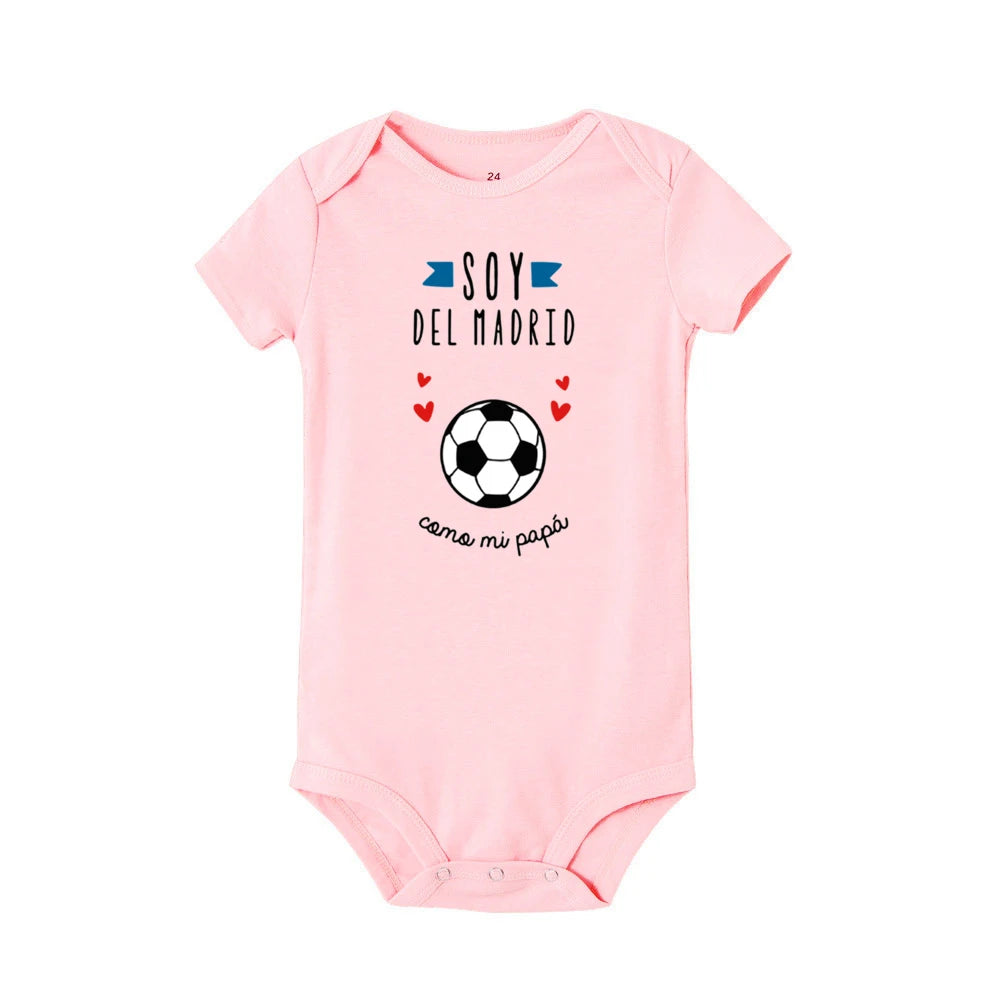 I'm From Madrid Like My Dad Spanish Print Baby Bodysuit Funny Newborn Jumpsuit Infant Short Sleeve Romper Toddler Clothes Outfit
