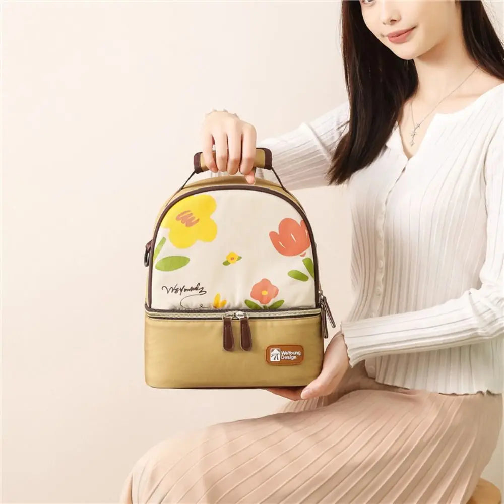 Multifunctional Maternity Backpack Double Layer Lightweight Breastmilk Cooler Bag Large Capacity Portable Lunch Bag Women Kid