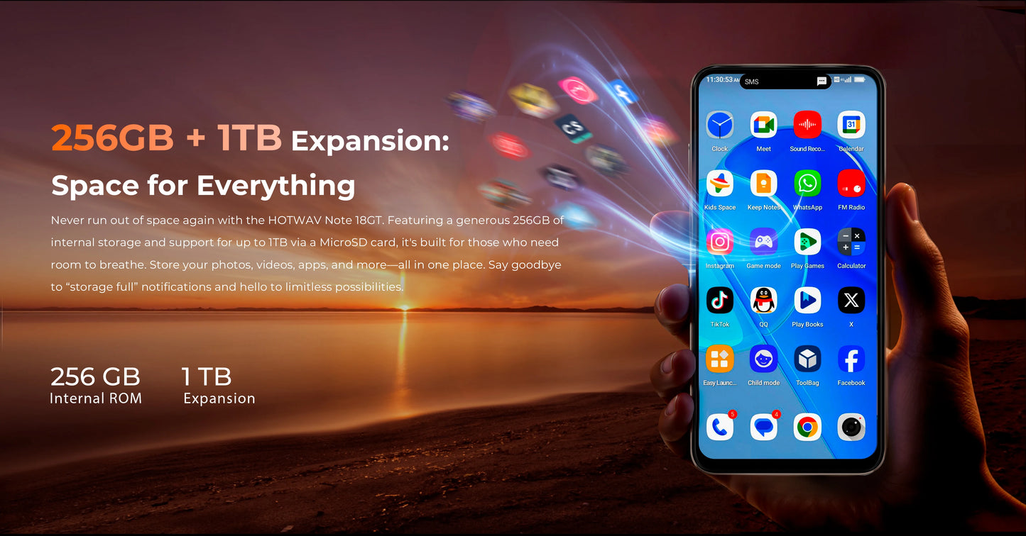 HOTWAV Note 18 GT Smart Phone 7.2'' 120Hz 8.6mm Ultra-Thin Mobilephone 8GB RAM 256GB ROM 6200mAh Battery Android 15 Cellphone