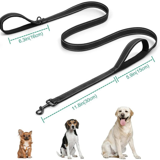 Dog Leashes Outdoor Travel Dog Training Chain Heavy Duty Double Handle Lead for Control Safety Nylon Dog Leash Training Control