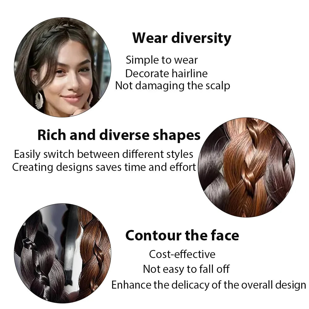 Synthetic Ladies Hair Wide Fishbone Braids Non-slip Headband Handmade Retro Headband Styling Headwear Accessories