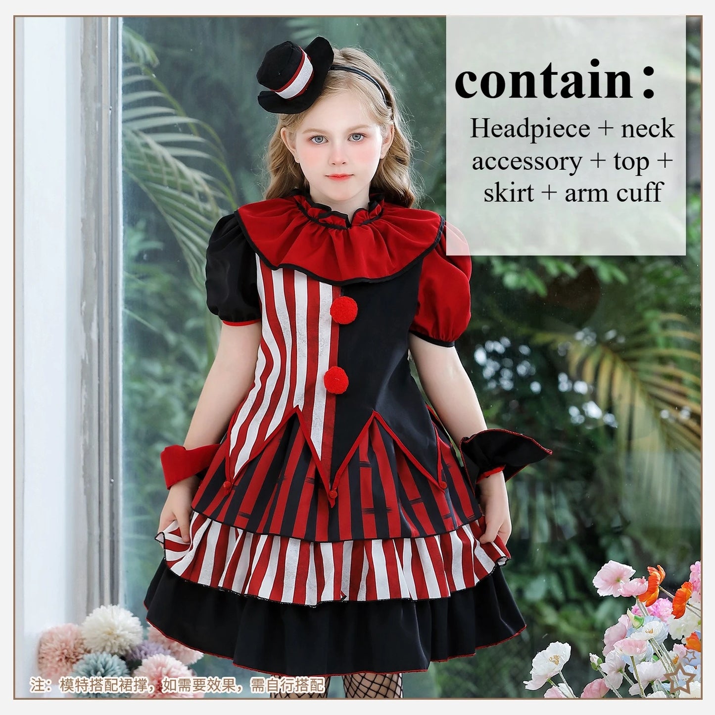 Halloween Cosplay Costumes Horror Clown Dresses Pants Headwear Clothes Sets Carnival Theme Party Role Playing Outfits for Girls
