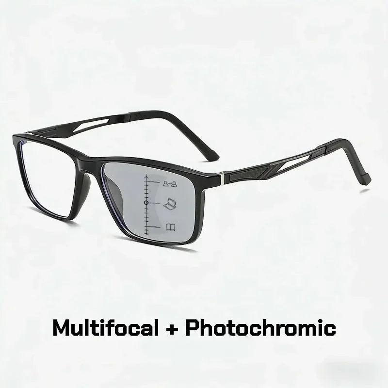 New Multifocal Photochromic Reading Glasses Unisex Ultra-Lightweight TR90 Bifocal Presbyopia Eyewear with Plus Diopter 0 To +4.0