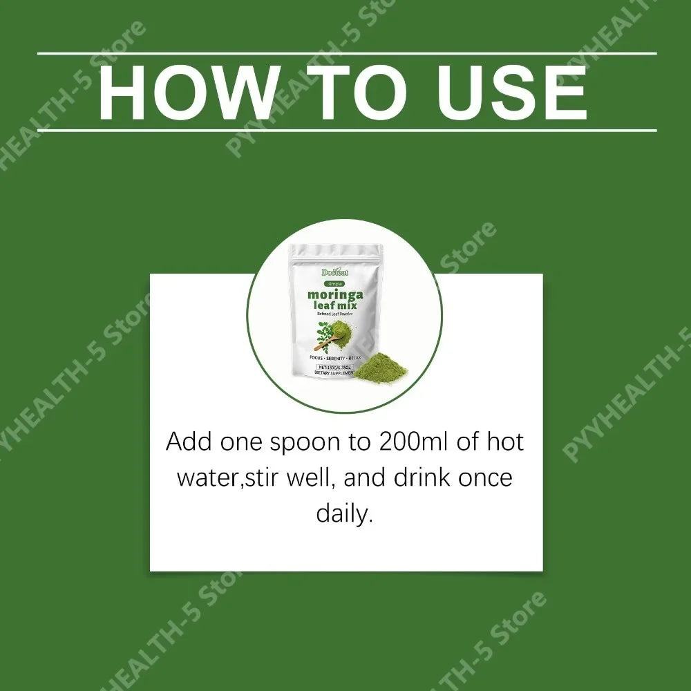 Moringa Oleifera Leaf Powder 180g with Vitamins A & C Calcium Iron, Green Superfood Daily Nutrition Supplement
