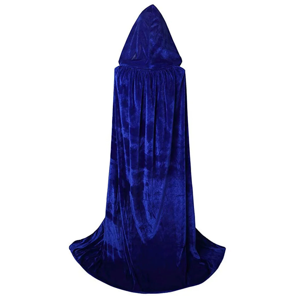 Halloween Costume Unisex Cosplay Death Cape Long Hooded Cloak Wizard Witch Medieval Cape S-Xl Black White Red Coffee Blue