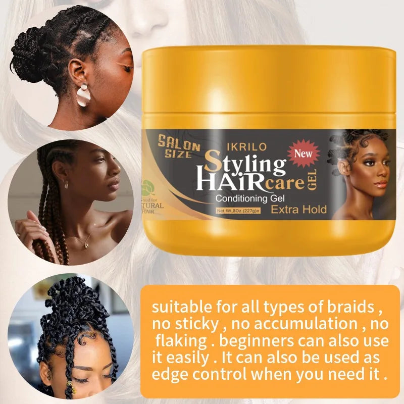 Best Selling Strong Hold Hair Gel - Professional Braiding Gel Non-Sticky Hair Styling Gel Long-Lasting Hold No Residue Hair Care