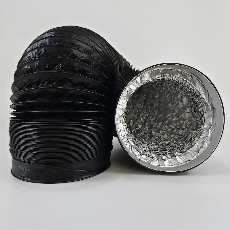 Black Exhaust Flexible Duct with Venting Aluminum Hose, Range Hood Ventilation Fan Hose, Ventilation Pipe, Flexible Aluminum Duct, Four-Layer Protection for Heating, Cooling, Ventilation, and Exhaust Pipes, Hvac Ducting, Fres
