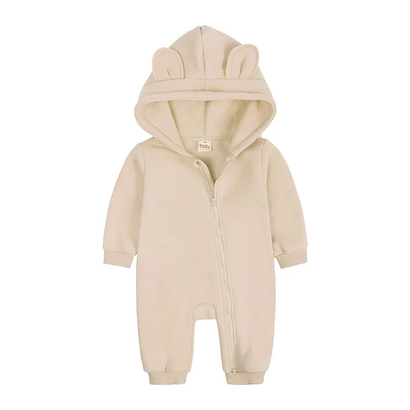 Baby Jumpsuits Rompers Winter Hooded Outfit Hoodies One-pieces Growings Zipper Jumpers Boys Girls Newborn 59-90cm Ropa De Bebe