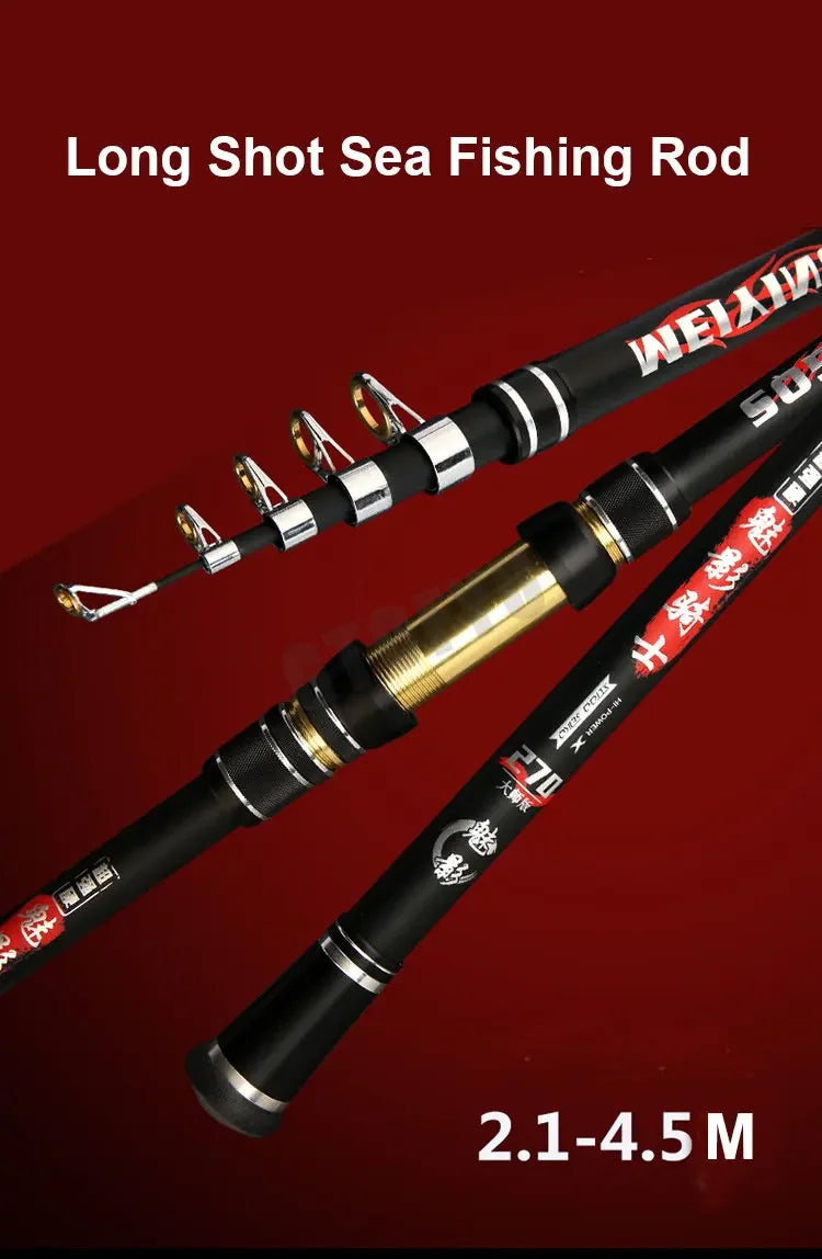 Telescopic Portable High-Quality Fishing Rod 2.1M,2.4M,2.7M,3.6M,3.9M,4.5M Travel Sea Boat Rock Fishing Rod Carp Fishing Gear