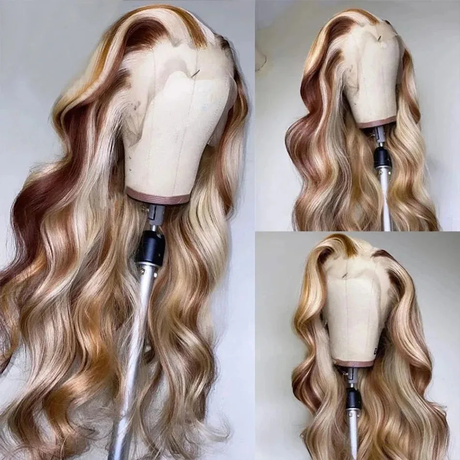 White Wig Body Wavy Lace Front Wig 13x4 HD Heat Fiber Pre Plucked Synthetic And Blend For Women Daily Wear Clearance Cosplay