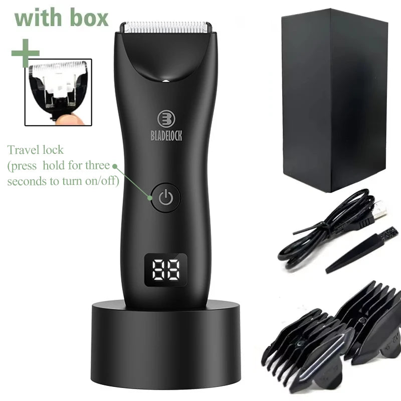 Men's Electric Groin Hair Trimmer Pubic Hair Trimmer Body Grooming Clipper for Men Bikini Epilator Rechargeable Shaver Razor