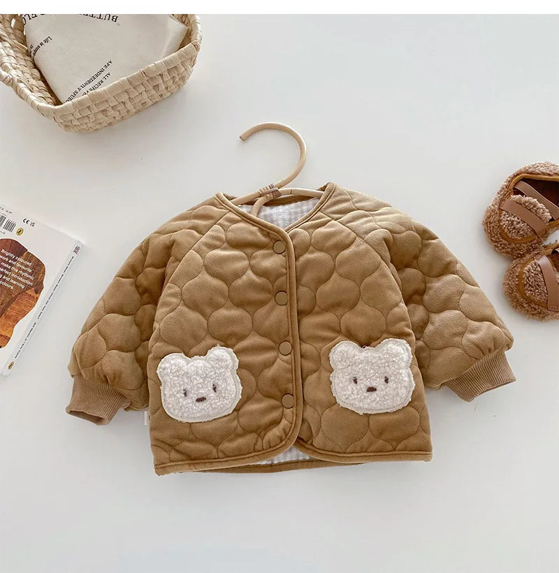 Double-sided Baby Winter Jackets Cute Bear Autumn Baby Outerwear Clothes Casual Kids Coats for Girls Boys Tops Clothing 0-5Y
