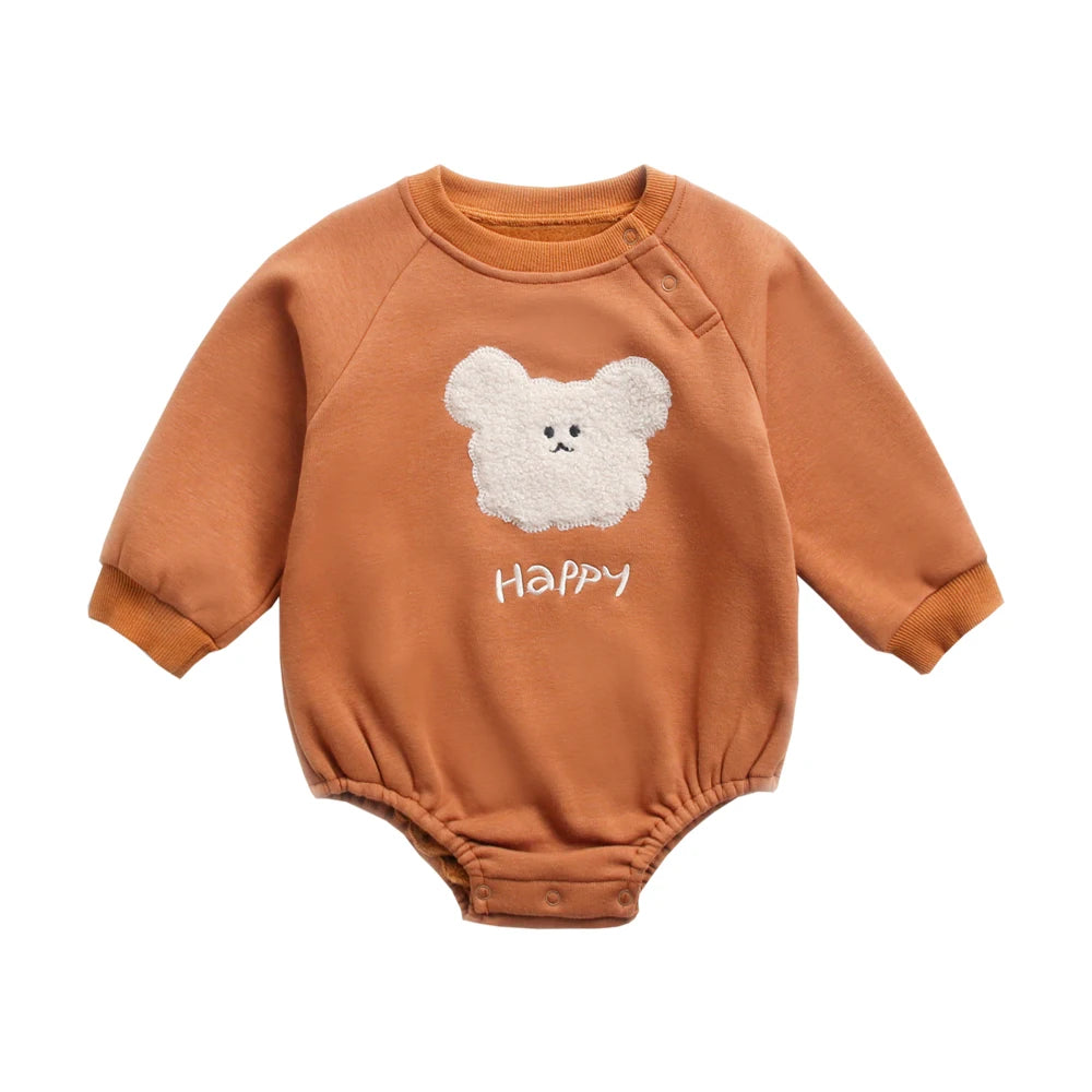 Sanlutoz Winter Autumn Unisex Baby Boys Girls Bodysuits Warm Fleece Long Sleeve Toddler Clothing Onesies Cute Animal Casual