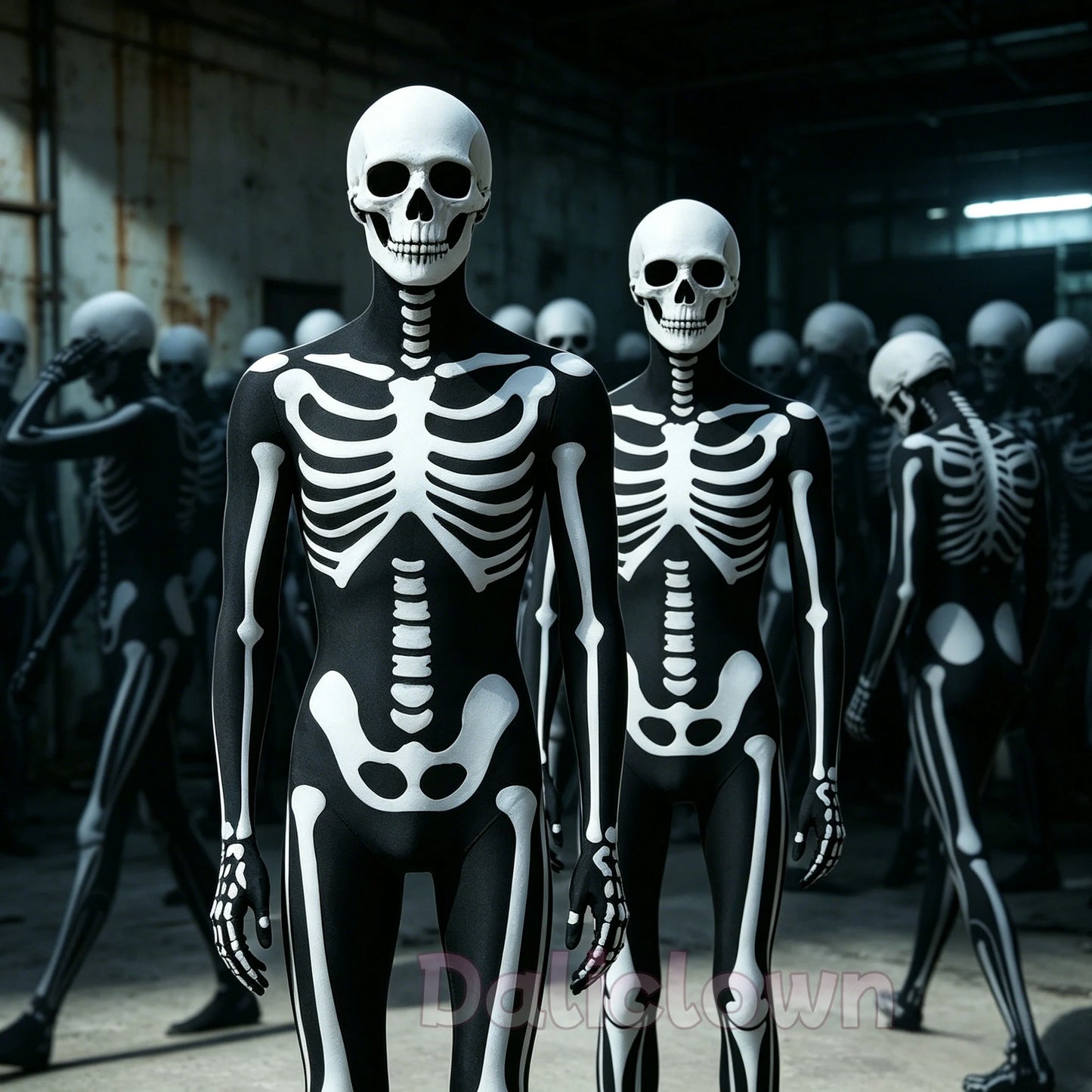Halloween Death Horror Costume Skeleton Bodysuit Skull Steampunk Skeleton Cosplay Jumpsuit Gloves Mask Party Clothes Women Men
