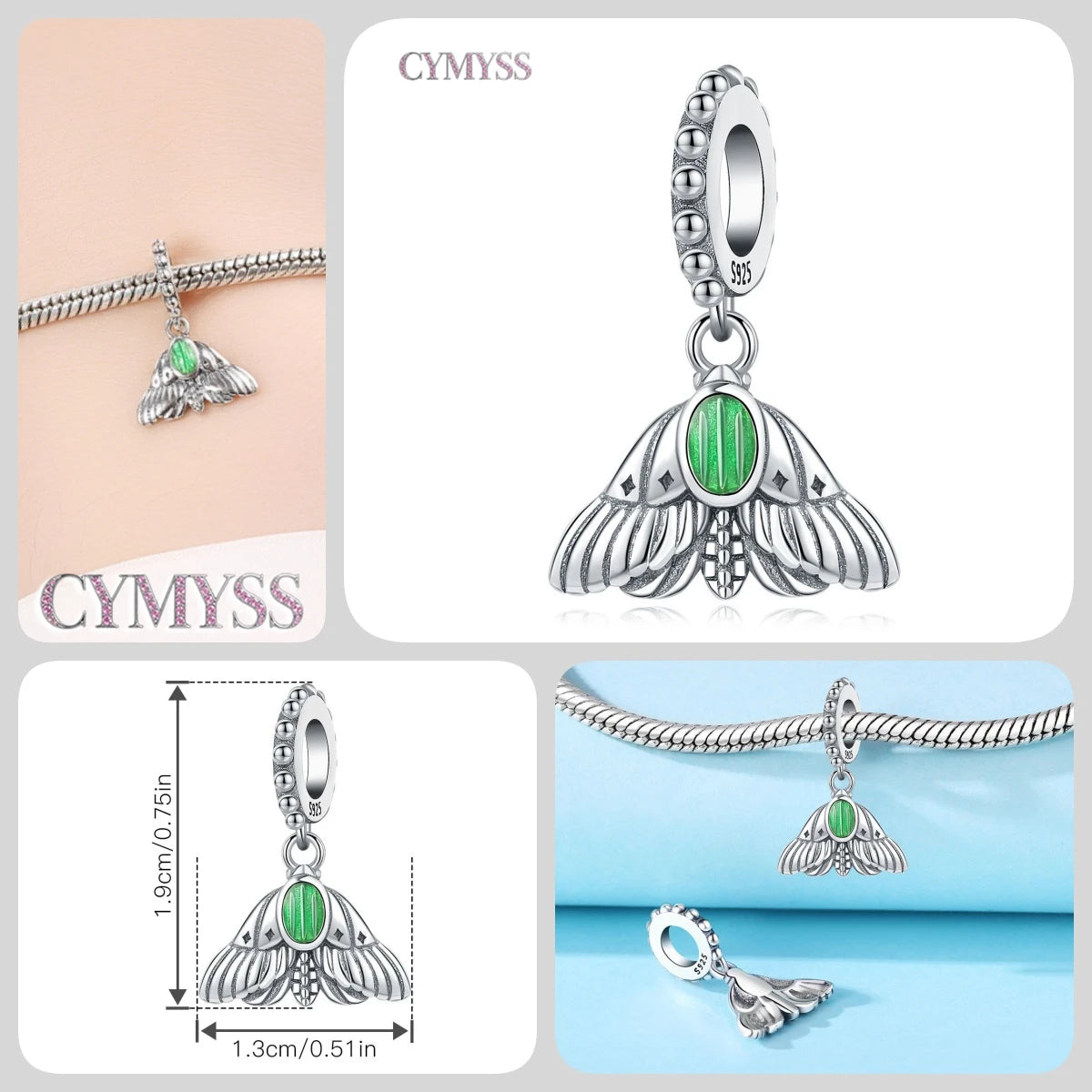 925 Sterling Silver Plated Bee Sunflower Butterfly Charm Pendant Fine Jewelry Women DIY Bracelet Necklace Birthday Party Gift