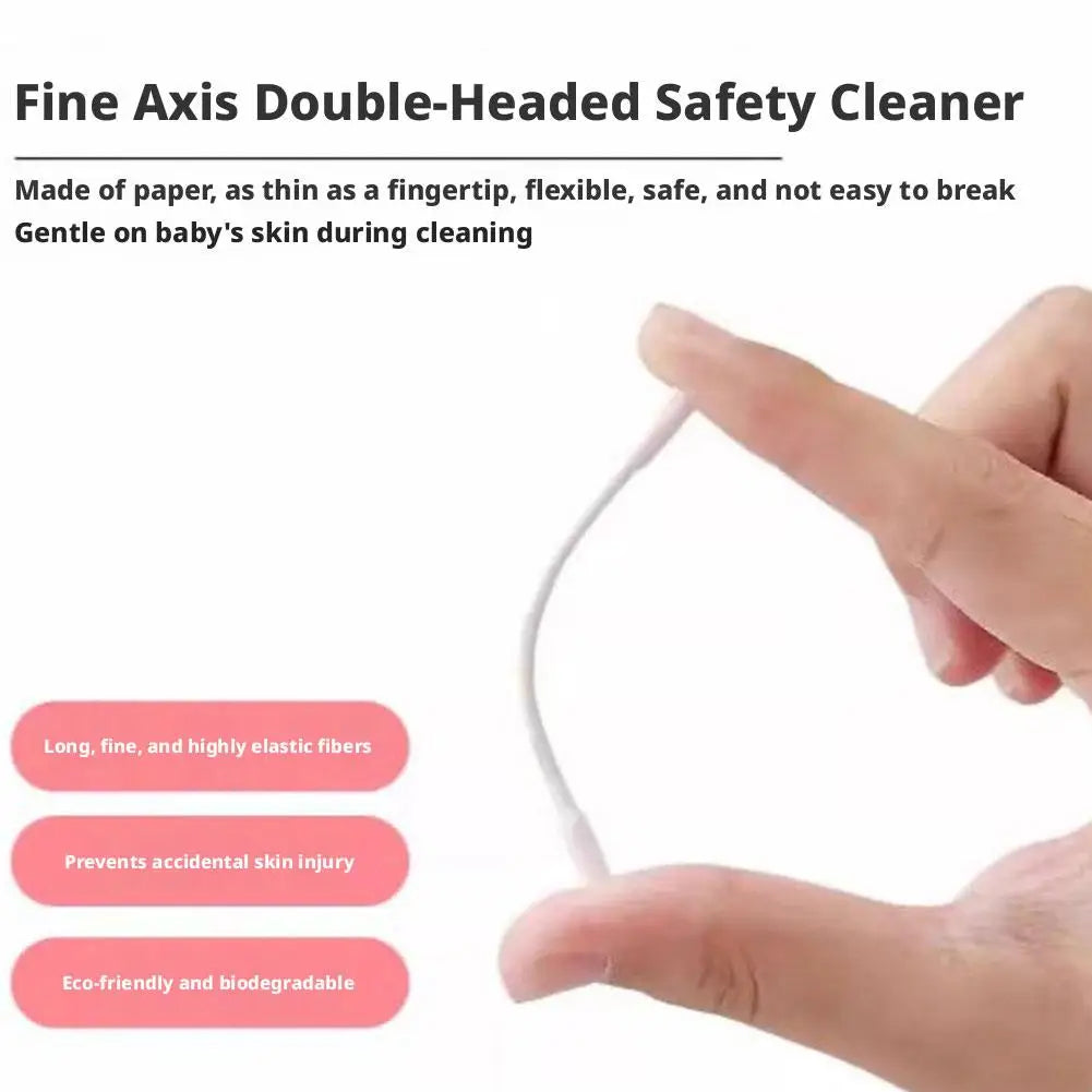Baby Earwax Removal Swabs 50Pcs Adhesive Cotton Buds Sticky Ear Cleaner Dual-Ended Safe Infant Nose Care Tool