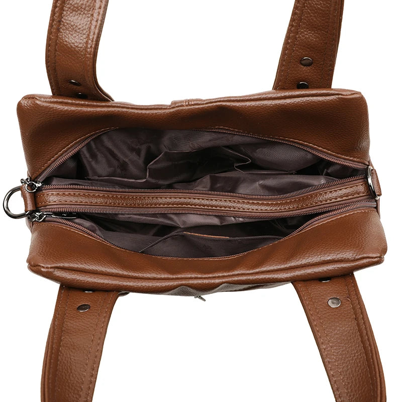 Genuine Brand Top Quality Soft Leather Casual Tote Bags for Women Handbag Luxury Female Shoulder Crossbody Sac Winter Style Bag