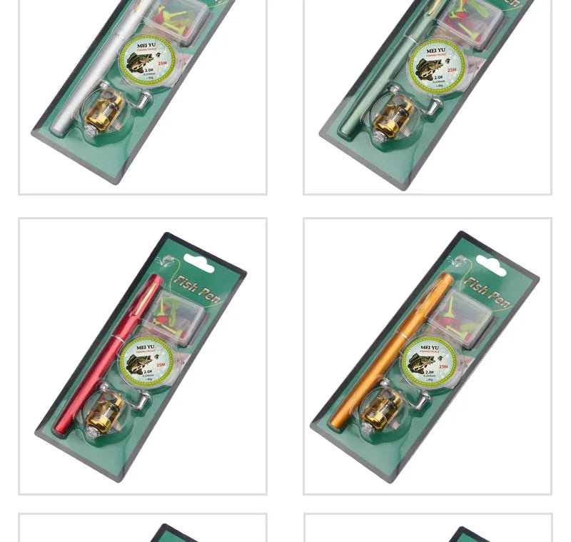 [Fish Rod+Reel+Line+Accessories] Pocket Fishing Rod Reel Full Kit Telescopic Mini Fishing Pole Pen Shape Folded Fishing Rod Kit