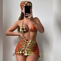 New Swimwear Sexy Bikini Mesh Trousers Three-piece Split Women's Swimsuit