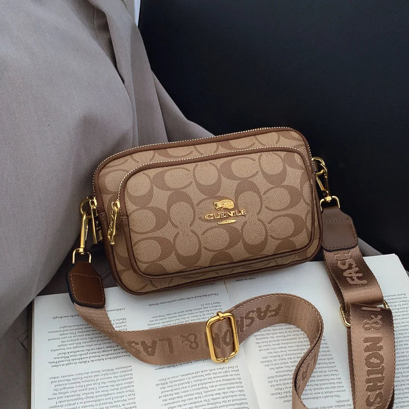 Luxury Women Vintage Pattern Camera Bag Wide Adjustable Strap Crossbody Handbag Multi Pockets Fashion Daily Small Shoulder Messe