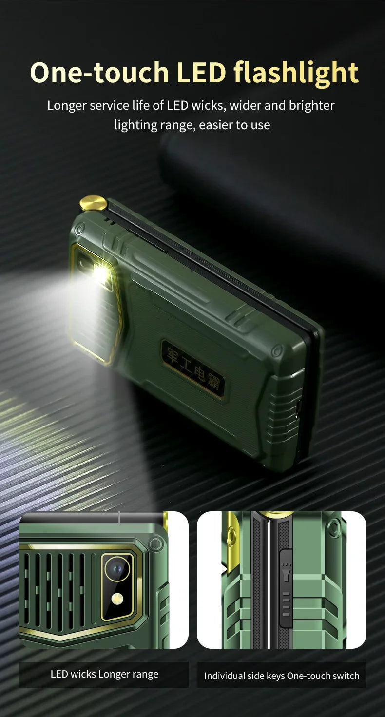 YeeMI M7 2G Rugged Feature Phone Dual SIM Dual Screen Large Fonts For Old Man 6800mAh Cellphone FM Radio SOS Russian Version