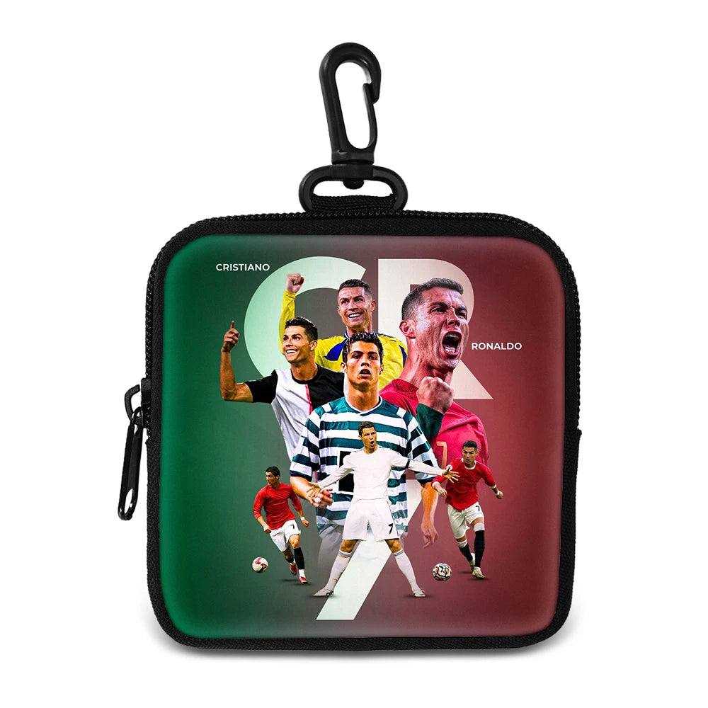 Ronaldo Money Coin Purse with Key Ring Pocket Purse mini headphone bag Football Star storage bag Credit Card Holoder Man Women