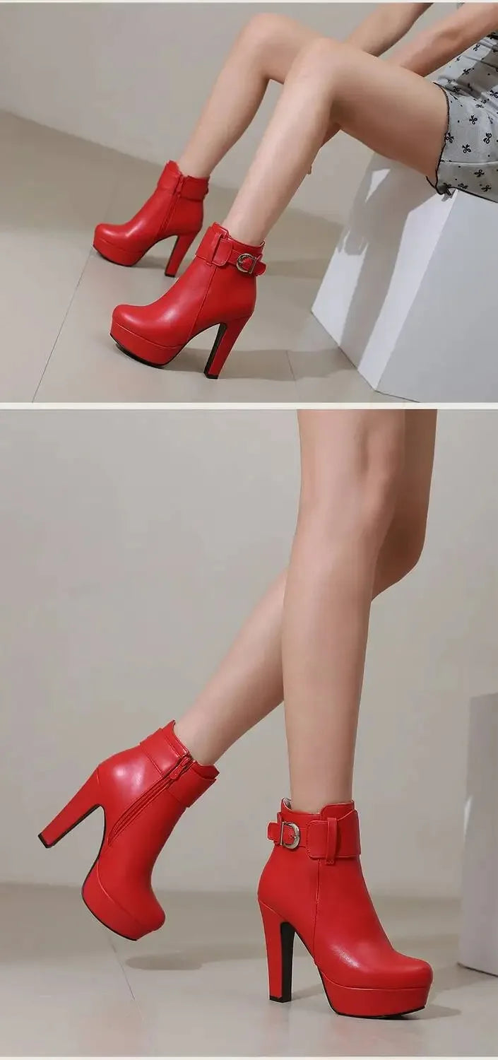 Fashion Boots Women Shoes Autumn Winter Sexy Platform Ankle Boots for Women Black Red Yellow White Short Lady Shoes Large Size