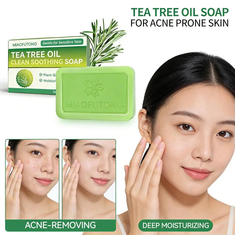 Tea Tree Soap for Face & Body Acne, 100g Tea Tree Oil Soap Bar for Face & Body Natural Skin Cleanser for Oily, Dry & Itchy Skin