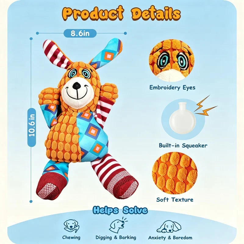 Pet Plush Squeaky Toy Durable Bite Resistant Soft Stuffed Vocal Chew Toys For Dog Puppy Cat Interactive Training Pet Supplies