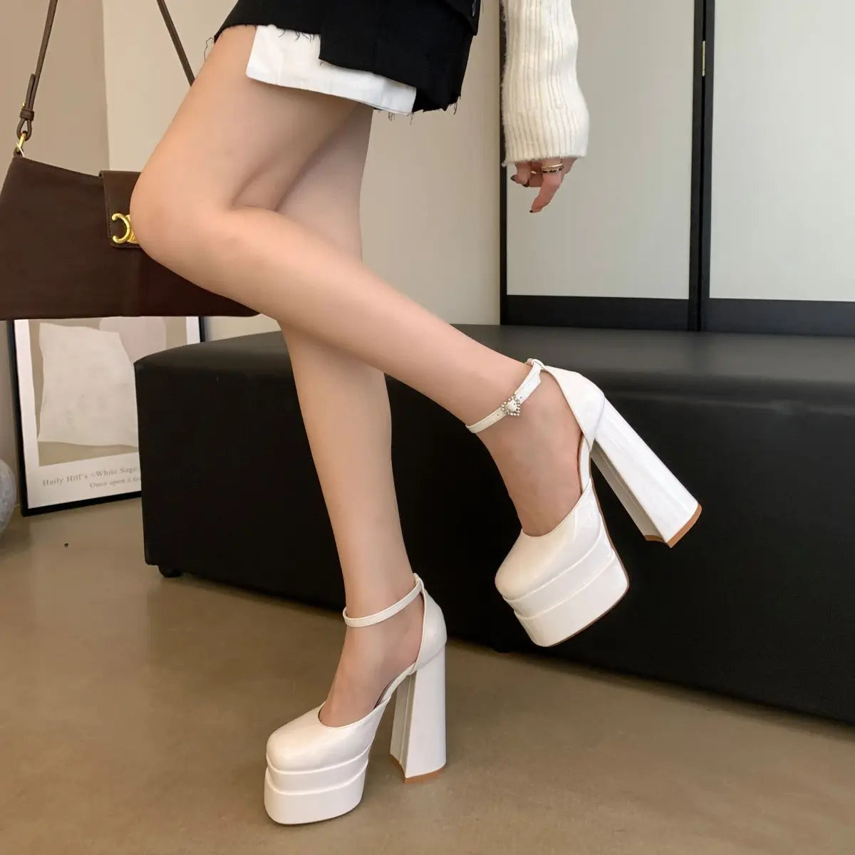 New Fashion Women Pumps Retro Mary Janes Chunky Heels Sandals Spring Platform Dress Party Wedding Basic Shoes Woman Big Size