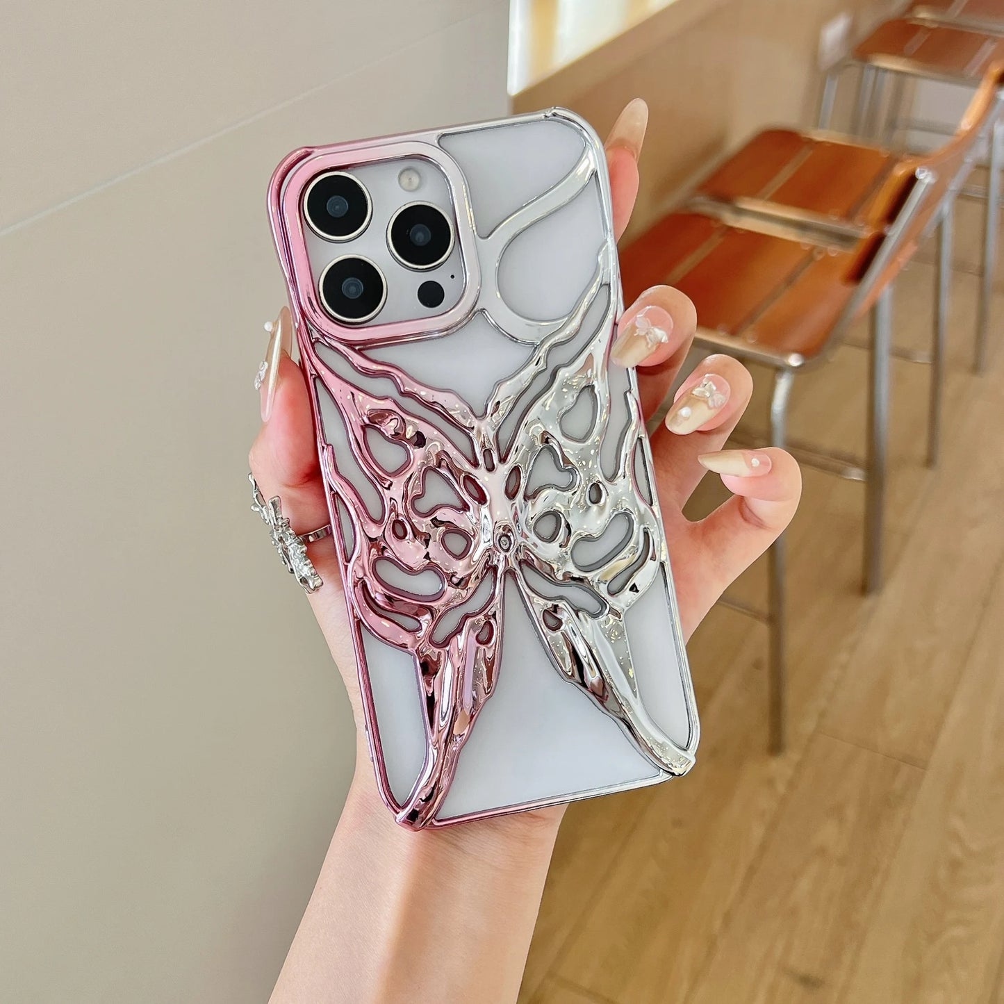 Plating Butterfly Hollow Out Gradient Color Soft Phone Case for iPhone 11 12 13 14 15 16 Pro Max Heat Dissipation Cooling Cover