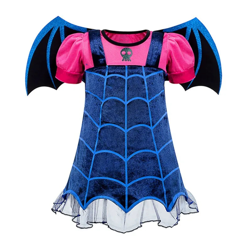 2-12T Halloween Costume for Kids Girls Purple Bat Dress Carnival Vampire Costume Witch Cosplay Clothes Carnival Party Gifts